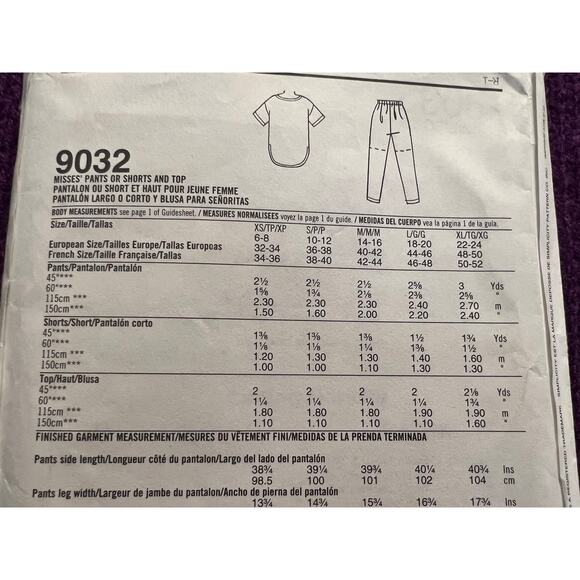simplicity 9032 Sewing pattern top tunic pants shorts size xs s m - Picture 5 of 7